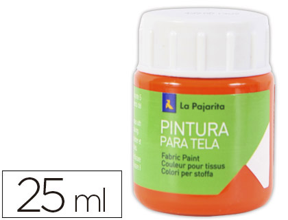 Pintura para tela La Pajarita anaranjado 25ml.